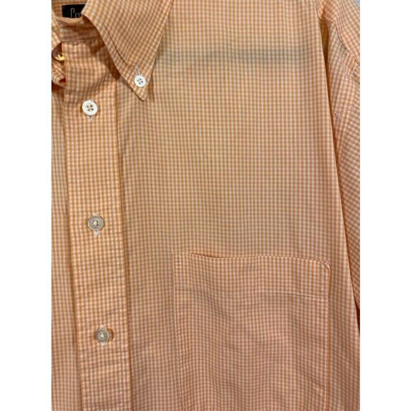 Men's Hartmarx Orange & White Gingham Button Down Shirt Size M - Picture 2 of 7